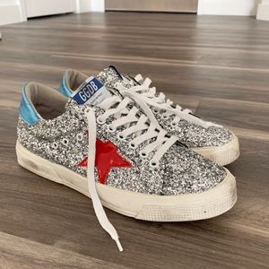 Golden Goose Silver Glitter May Sneakers